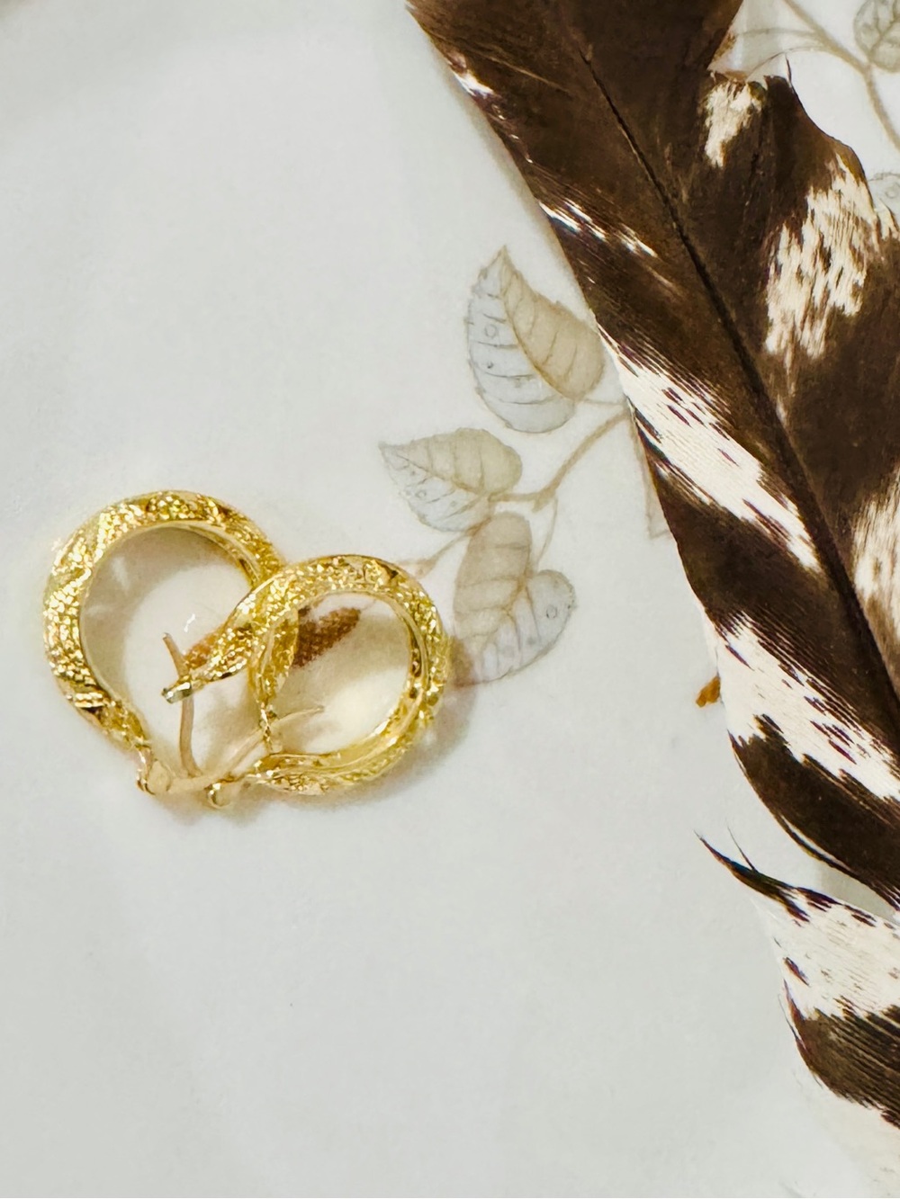 Gold Textured Hoops Vintage Inspired